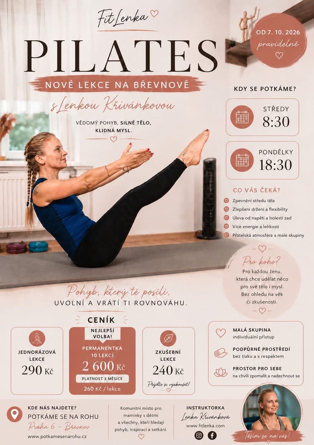 Lenka Křivánková cvičí pilates